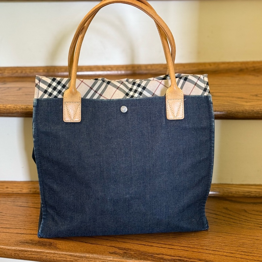 Burberry Denim and Tan Tote Bag